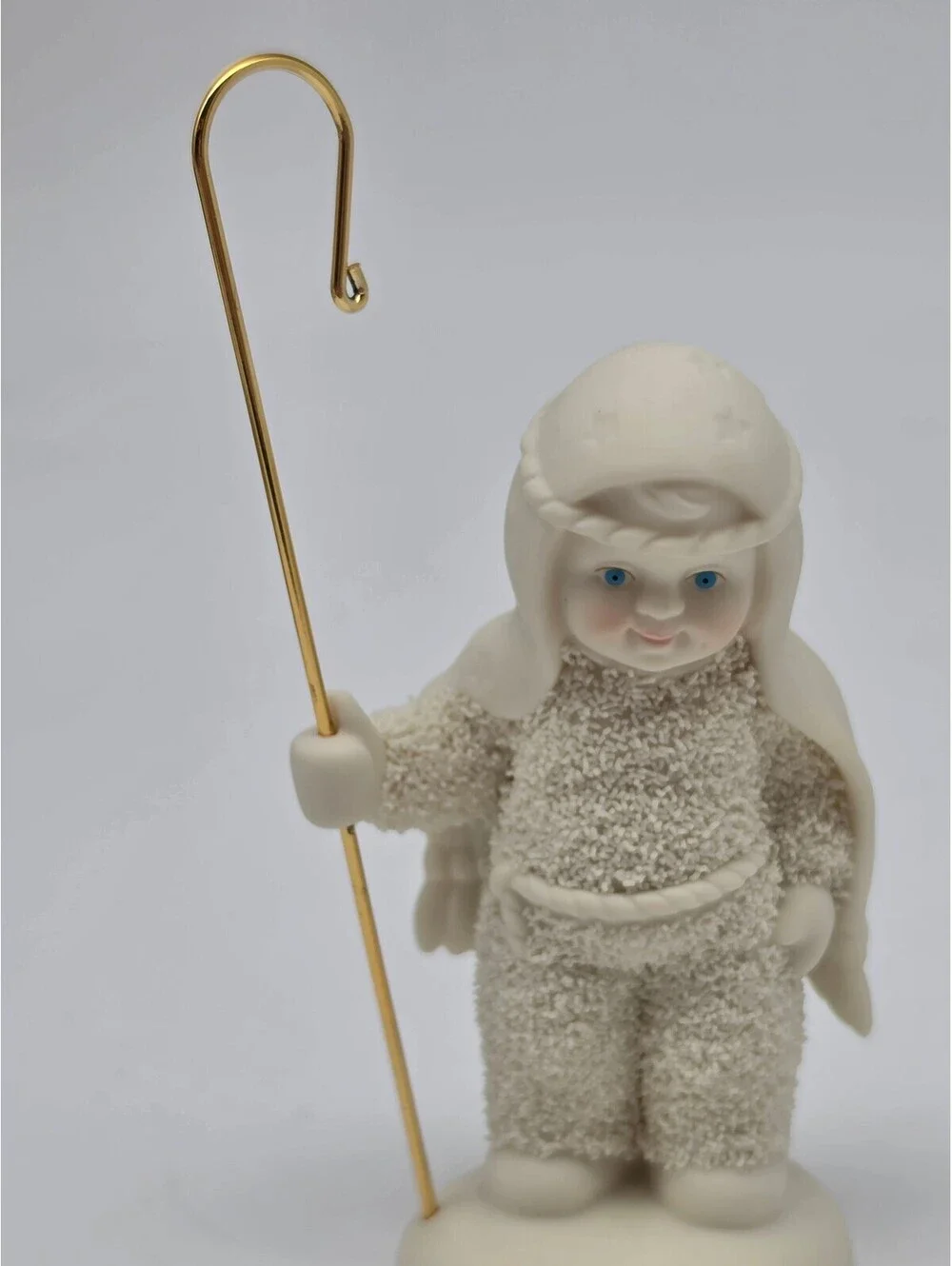 Vintage Ceramic Shepherd Figurine with Gold Staff